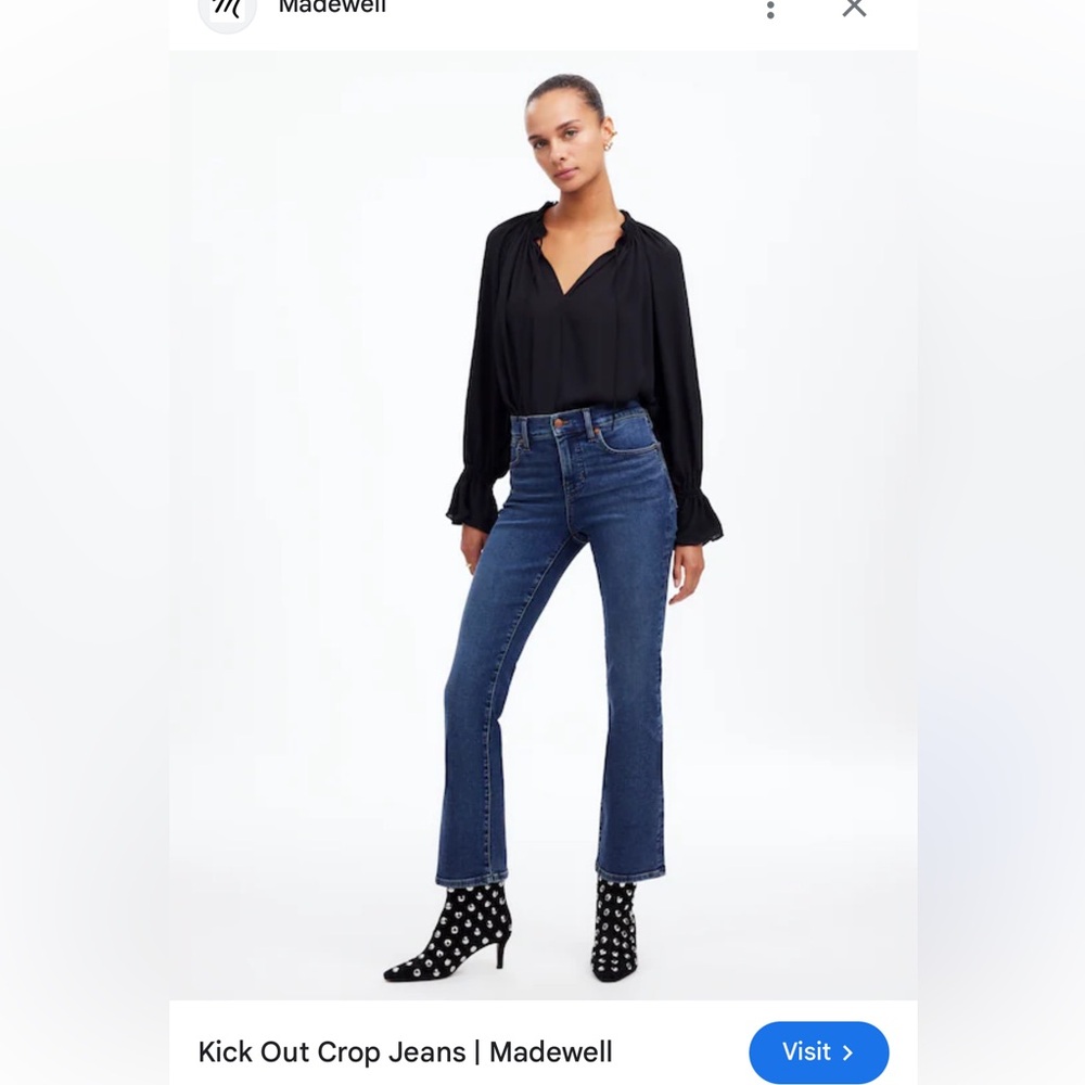Madewell Blue Mid-Rise Kick Out  Jeans